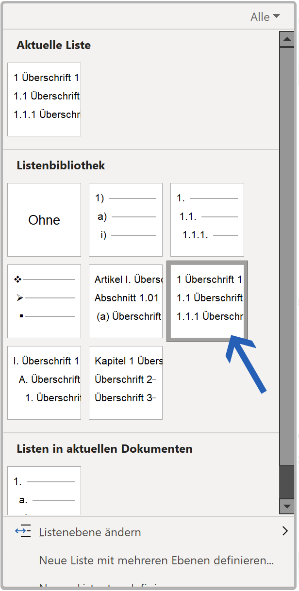 Screenshot Ueberschriften