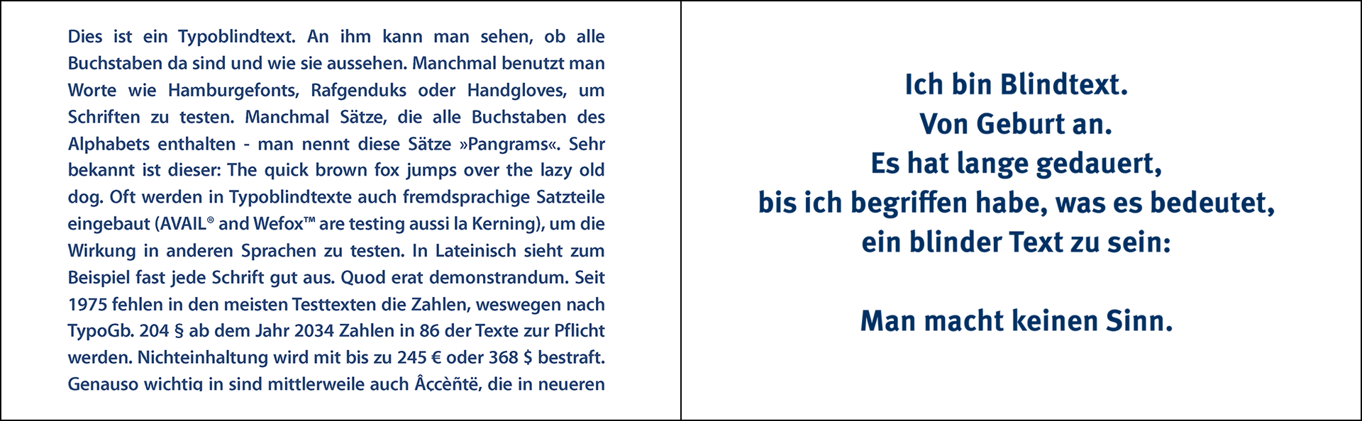 Blocksatz und zentrierter Satz