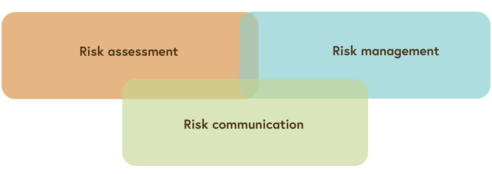 The interconnecting circles of risk assessment, risk management and risk communication are shown.