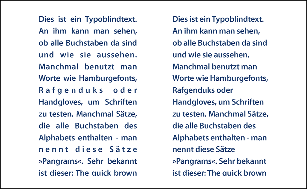 Blocksatz versus Flattersatz bei kurzen Zeilen