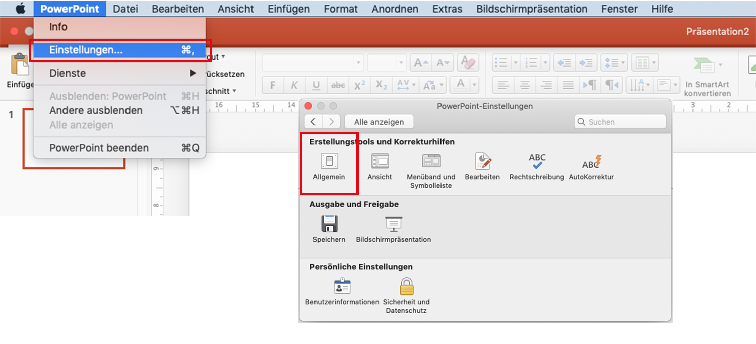 Einstellungen PowerPoint Allgemein_1