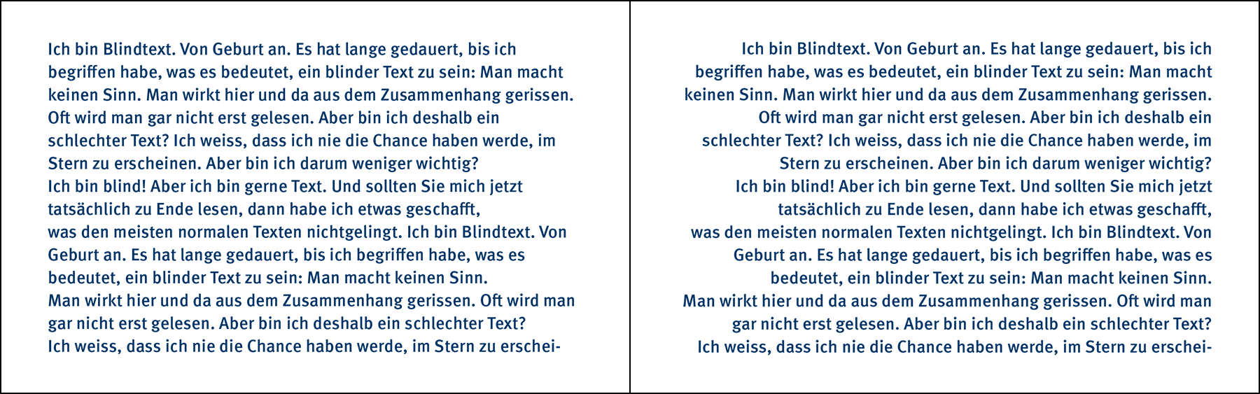 Links- und rechtsbündiger Satz