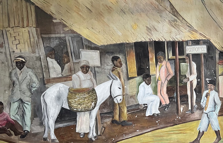 murals located in the old Rum factory in Basel depicting quotidian life in rural 19th century Jamaica