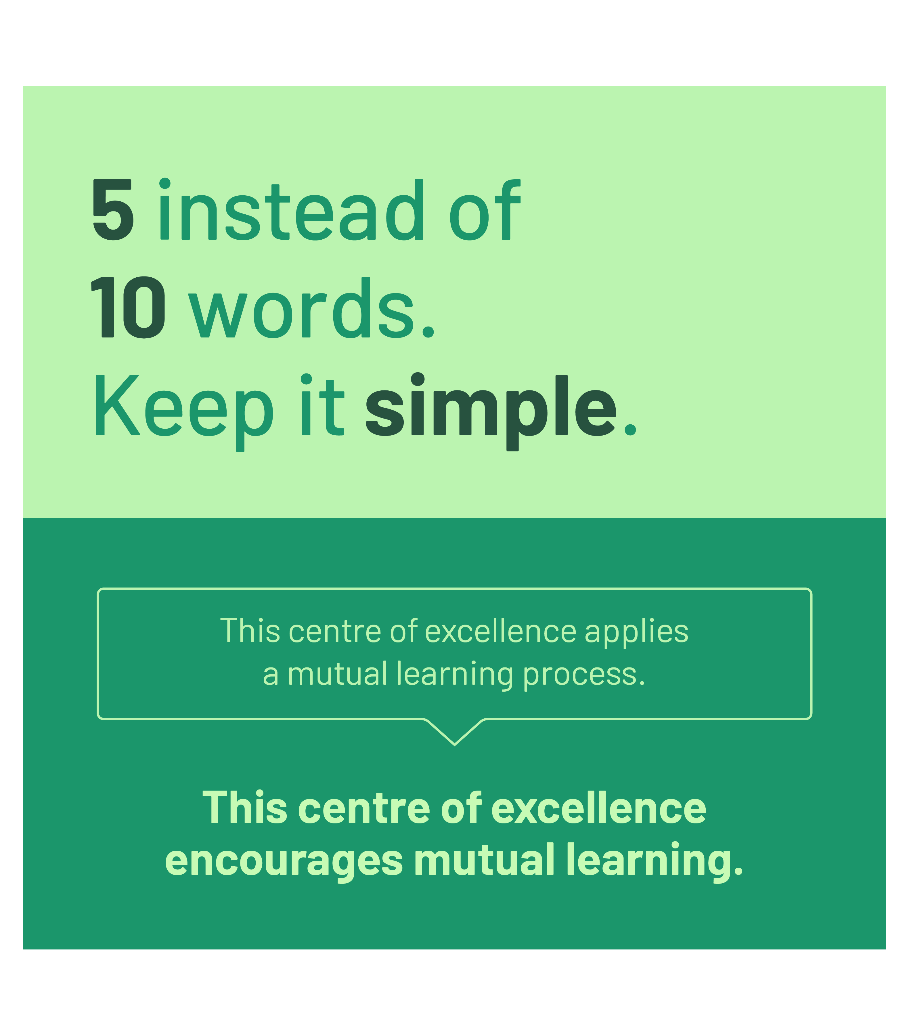 5 instead of 10 words. Keep it simple, with example.